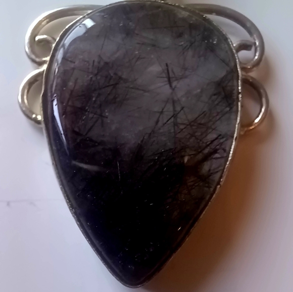 Sterling Silver 925 & Natural Iolite Artisan Reverse Teardrop Pendant Necklace - Picture 2 of 4